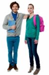 Boy Resting Her Arm On Classmates Shoulder Stock Photo