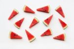 Watermelon Pieces  On White Stock Photo