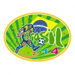 Brasil 2014 Soccer Football Player Oval Retro Stock Photo