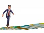 Businessman Going Up Means Stair Staircase And Ascending Stock Photo