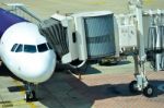 Aircraft Parked In The Airport Stock Photo