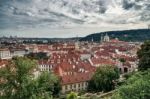 View From The Castle Entrance Towards Prague Stock Photo