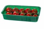 Cherry Tomatoes Organized In Basket Stock Photo