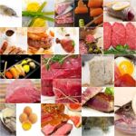 High Protein Food Collection Collage Stock Photo