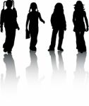 Silhouette Children Stock Photo