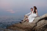 Pre Wedding Outdoor Romantic Stock Photo