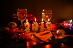 Glasses Of Champagne And New Year Decorations Stock Photo