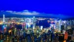 Hong Kong Victoria Harbor Night View Stock Photo