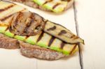 Grilled Vegetables On Bread Stock Photo