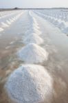 Vertical Form Of Heap Of Sea Salt In Original Salt Produce Farm Stock Photo