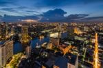 Bangkok Cityscape With Chaophraya River Stock Photo