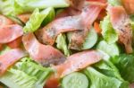 Freshness Slice Smoked Salmon Salad Stock Photo