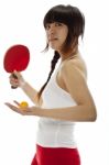 Lady serving pingpong Stock Photo