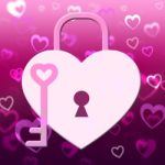 Hearts Lock Shows Find Love And Compassionate Stock Photo