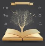 Tree Silhouette On Book Stock Photo