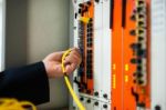 Fix Network Switch In Data Center Room Stock Photo