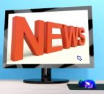 News Word On Computer Shows Media And Information Stock Photo