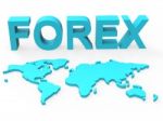 World Forex Indicates Worldwide Trading And Currency Stock Photo