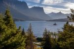 Wild Goose Island Saint Mary Lake Stock Photo