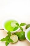 Mint Infusion Tea Tisane With Lime Stock Photo