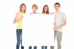 Teenagers Holding Blank Board Stock Photo