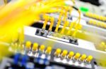 Fiber Optic With Servers In A Technology Data Center Stock Photo