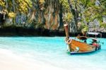 Longtrail Boats On Port At Maya Bay Phi Phi Islands Andaman Sea Stock Photo