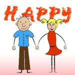 Happy Couple Shows Joy Romantic And Smiling Stock Photo