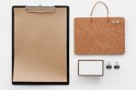 Clipboard And Stationery Mockup Stock Photo