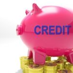 Credit Piggy Bank Means Financing From Creditors Stock Photo