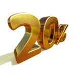 3d Gold 20 Twenty Percent Discount Sign Stock Photo