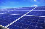 Solar Panels With Sky Stock Photo