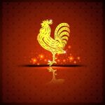 The Gold  Roosters And Orange Background Stock Photo