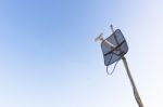 Satellite Dish With Blue Sky Stock Photo