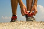 Runner Tying Shoelaces Stock Photo