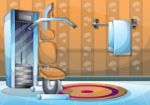 Cartoon  Illustration Interior Fitness Room With Separated Layers Stock Photo