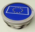 European Union Flag Button Shows Government Of Europe Stock Photo