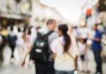 Blurred People Walking On The Street Stock Photo