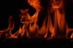 Beautiful Fire Flames On Black Background Stock Photo