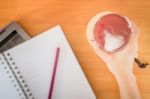 Mix Fruit Juice On Writer Working Table Stock Photo