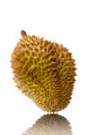 Single Whole Durian Isolated On White Background Stock Photo