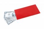 American Cash In Red Envelope. Stock Photo