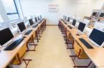 Computers In Classroom Of Dutch Secondary Education Stock Photo