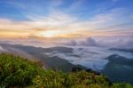 Sunrise On Phu Chi Fa Forest Park, Thailand Stock Photo