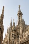 Detail Of The Skyline Of The Duomo In Milan Stock Photo