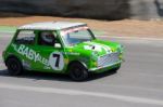 Mini Racing Around The Circuit At Brand's Hatch Kent Stock Photo