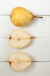 Fresh Tasty Yellow Pear Fruits Isolated On A White Background Stock Photo