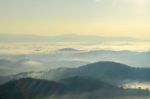 Landscape Of Mountain With The Clouds And Fog Stock Photo