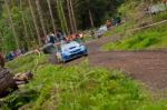 M. Cairns Driving Subaru Impreza Stock Photo