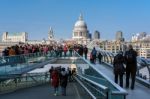 Millennium Bridge And St Pauls Cathedral Stock Photo